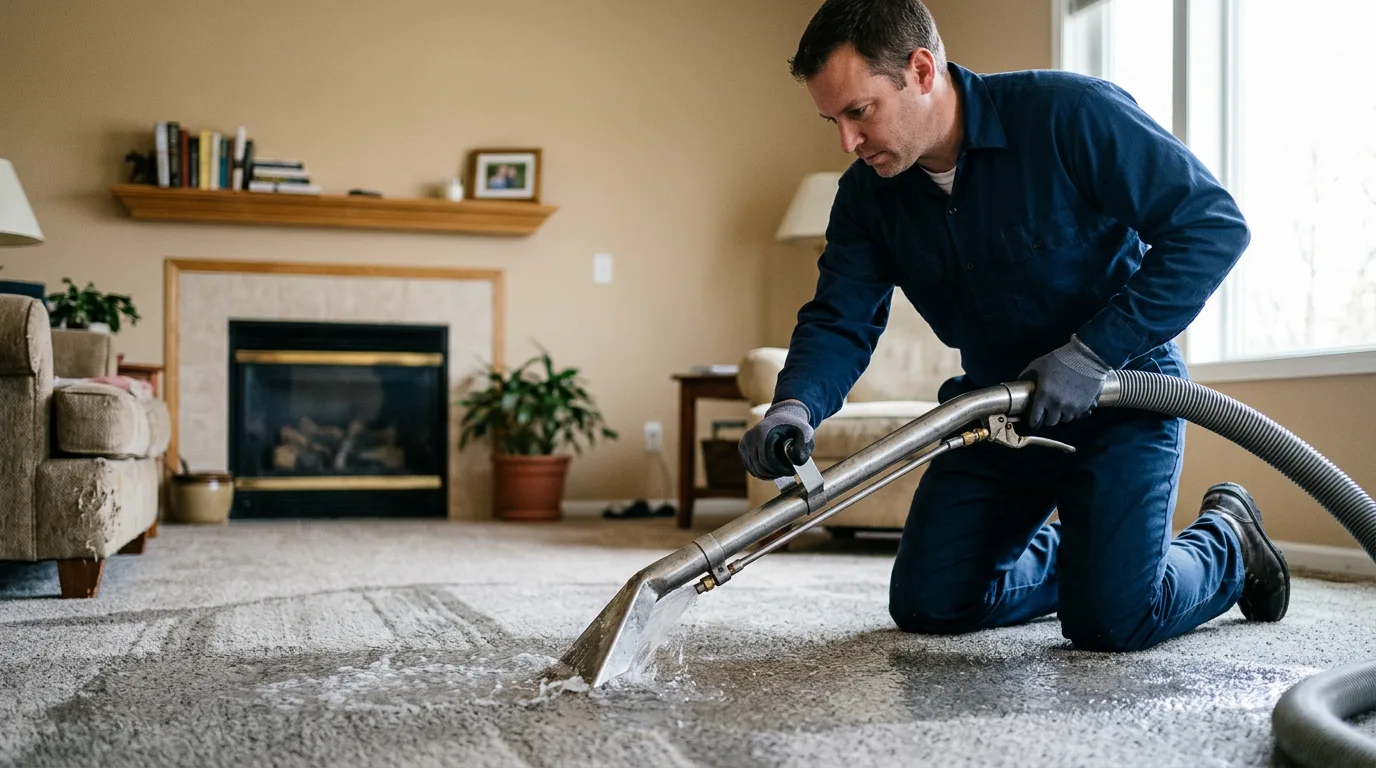 Water damage restoration technician working near Obernburg, NY